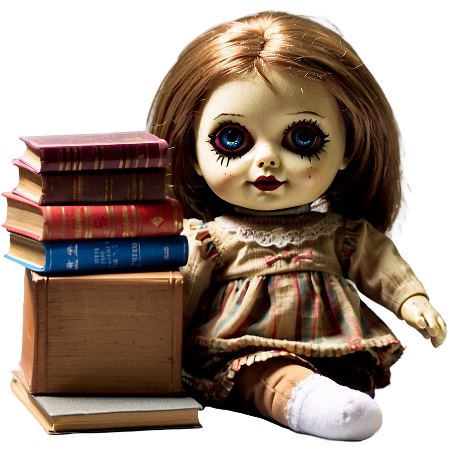 Download Creepy Doll With Book Png 06252024 | Wallpapers.com