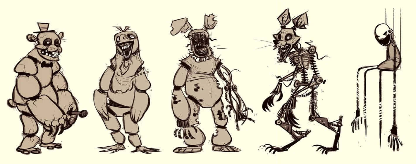 Creepy FNAF Characters Drawing Pictures