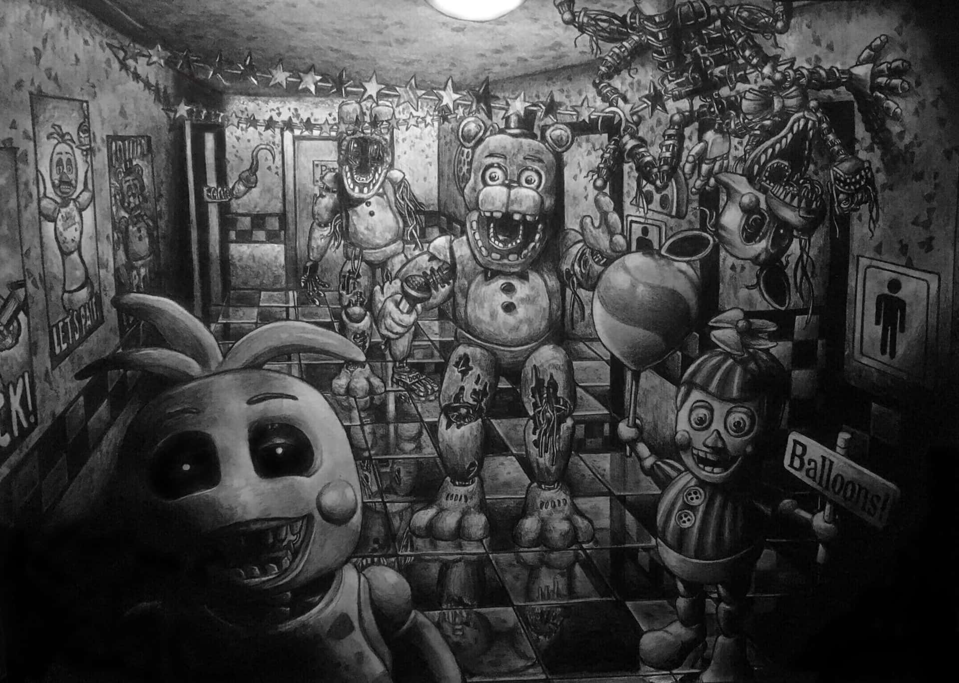 Creepy Grey Scale FNAF Pictures