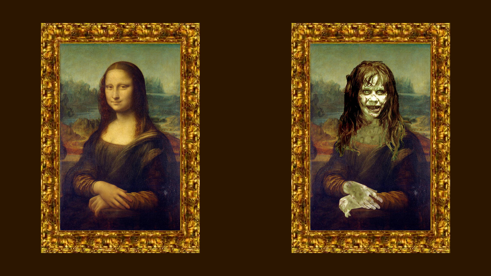 Creepy Mona Lisa smiler på præcis samme måde hver gang du ser på hende. Wallpaper