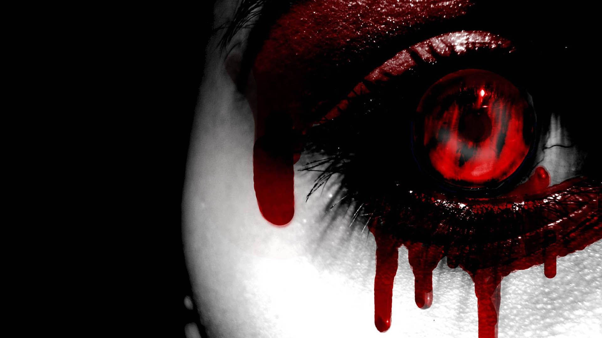 Witness the horror of a Creepy Bloodied Eye Wallpaper