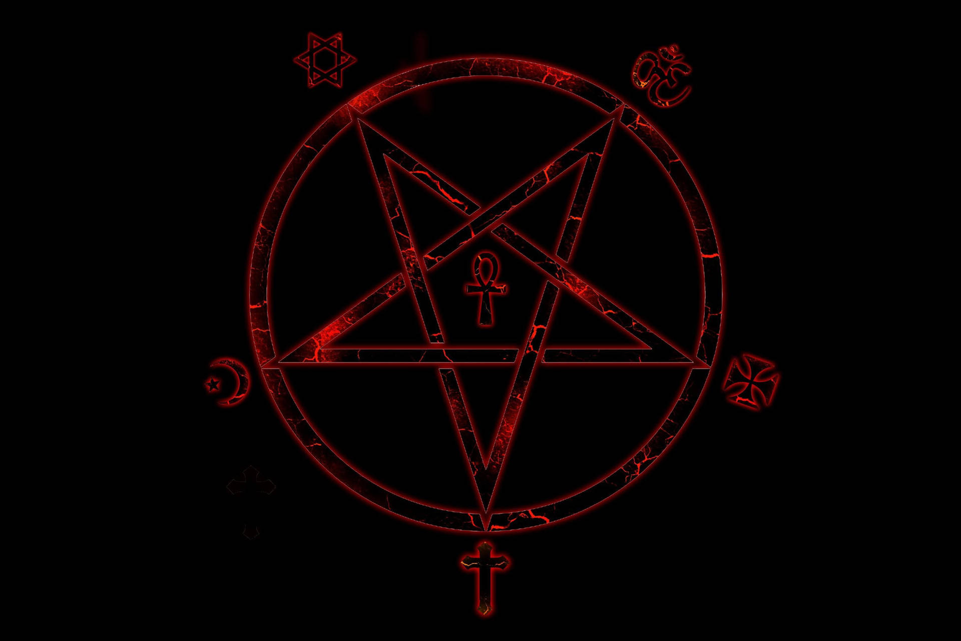 Creepy Satanic Symbol In Red Wallpaper
