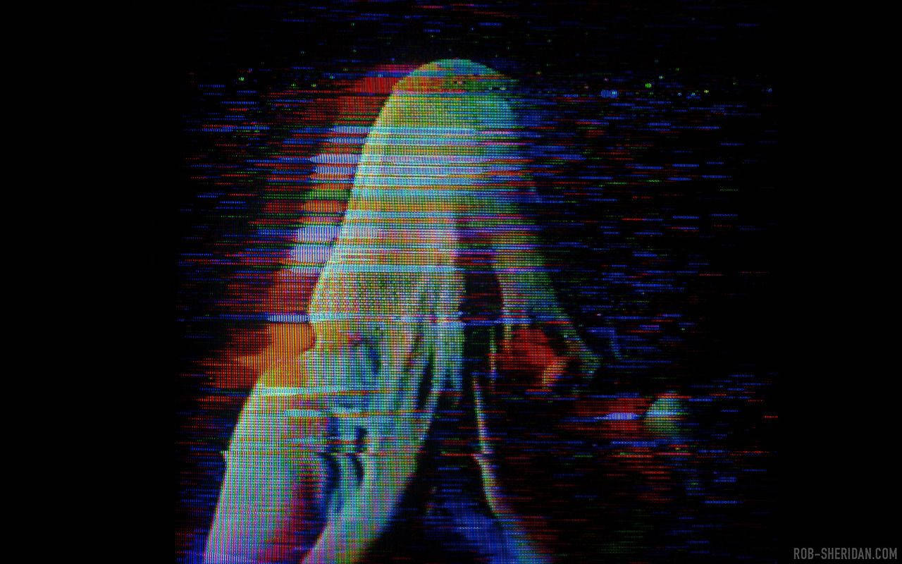 Add A Spooky Element To Your Screen With This Cyber Glitch Wallpaper