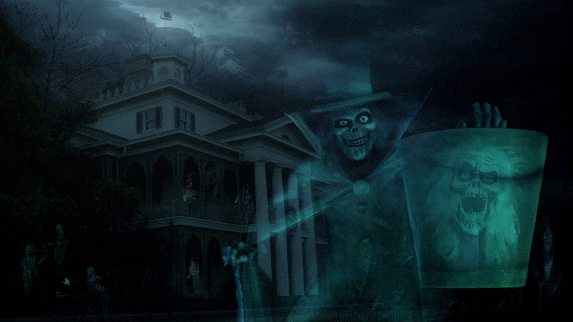 Creepy Skeleton Haunted Mansion Wallpaper