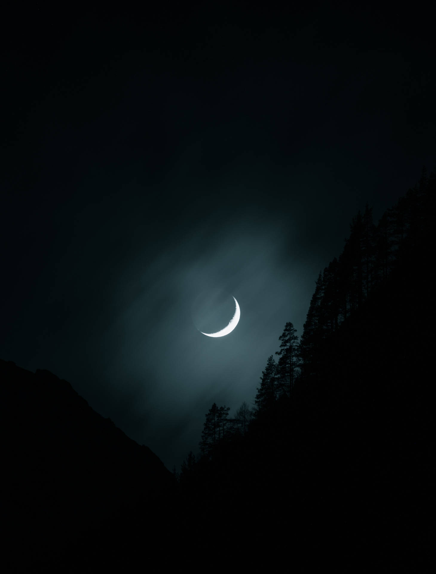 Crescent Moon At Night Wallpaper