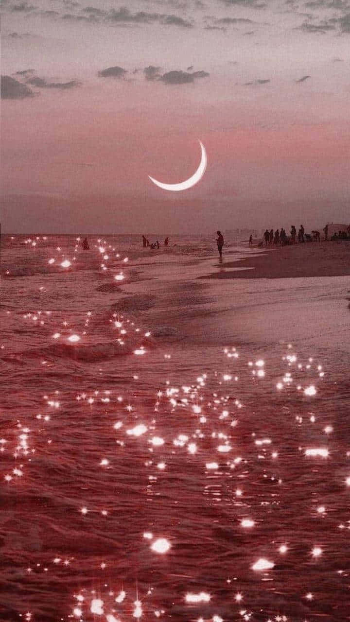 Crescent Moon Beach Glow Wallpaper