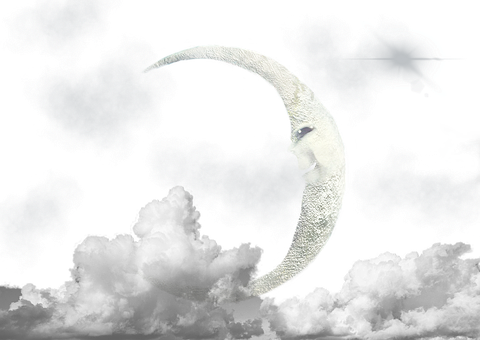 Crescent Moon Face Art PNG