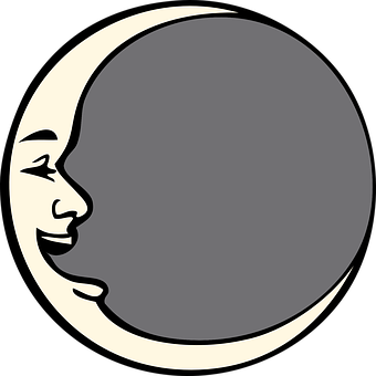 Crescent Moon Face Graphic PNG