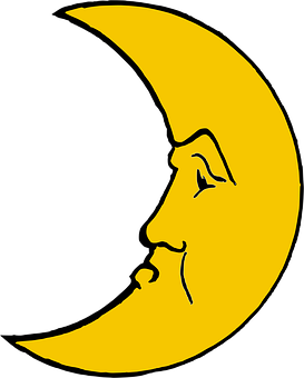 Crescent Moon Face Graphic PNG