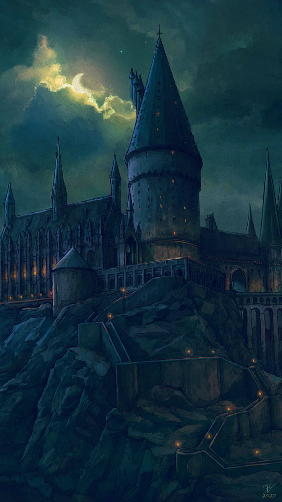 Crescent Moon Harry Potter Hogwarts Iphone Wallpaper