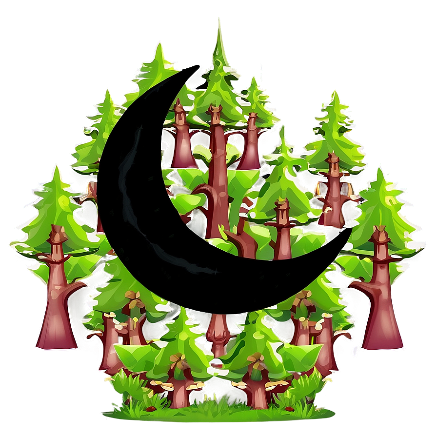 Crescent Moon In Forest Png Qbd PNG