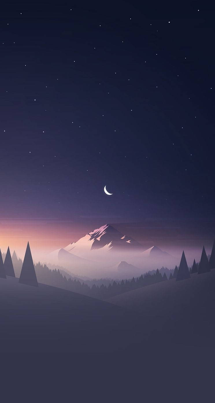 Crescent Moon In Icy Mountain Wallpaper