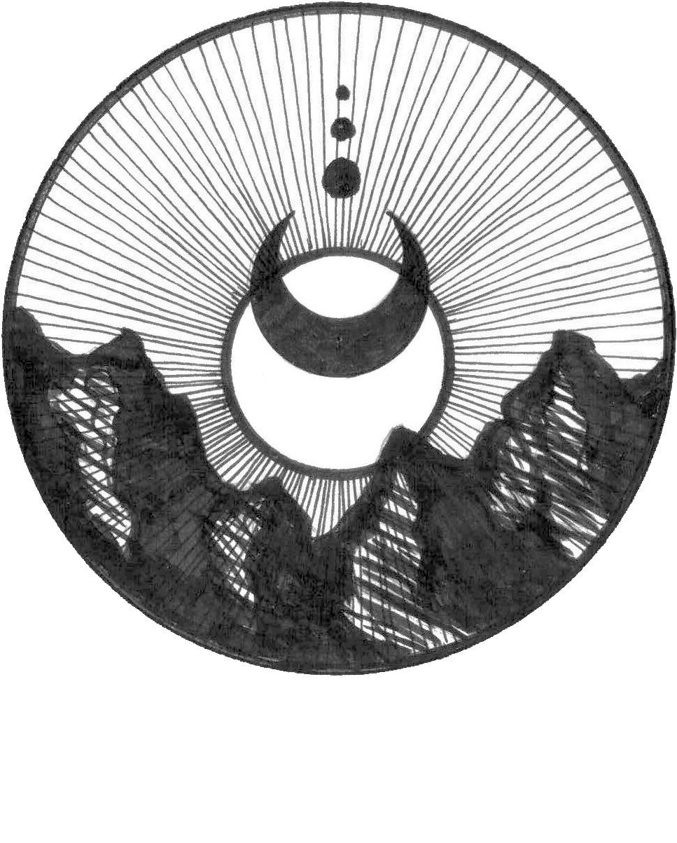 Crescent Moon Mountain Tattoo Design PNG