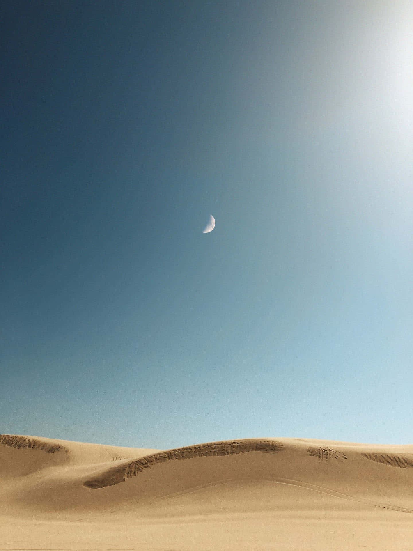 Crescent Moon Over Sand Dunes Wallpaper