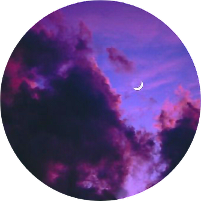Crescent Moon Through Purple Clouds PNG