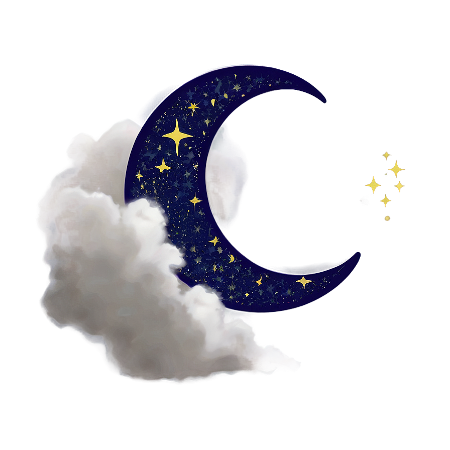 Crescent Moon With Clouds Png Kdh PNG