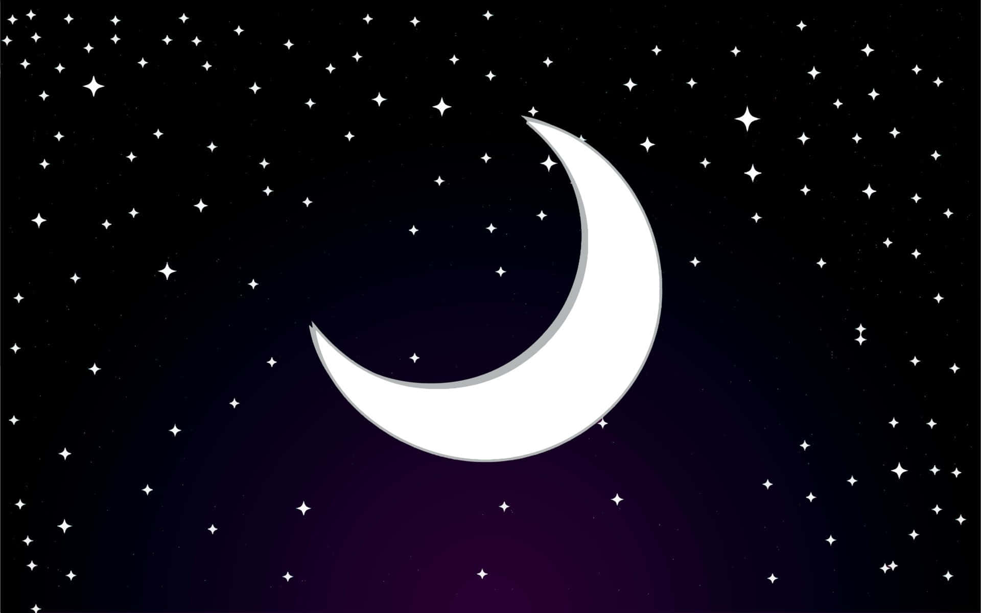 Crescent Moonand Stars Night Sky Wallpaper