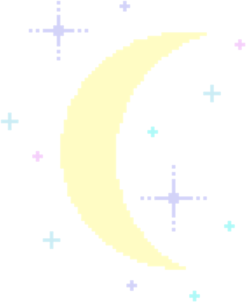 Crescent Moonand Stars Pixel Art PNG