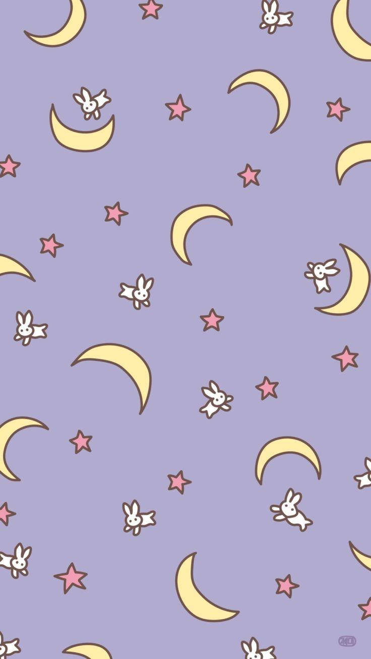 Luna Crescente E Coniglietti Sailor Moon Iphone Sfondo