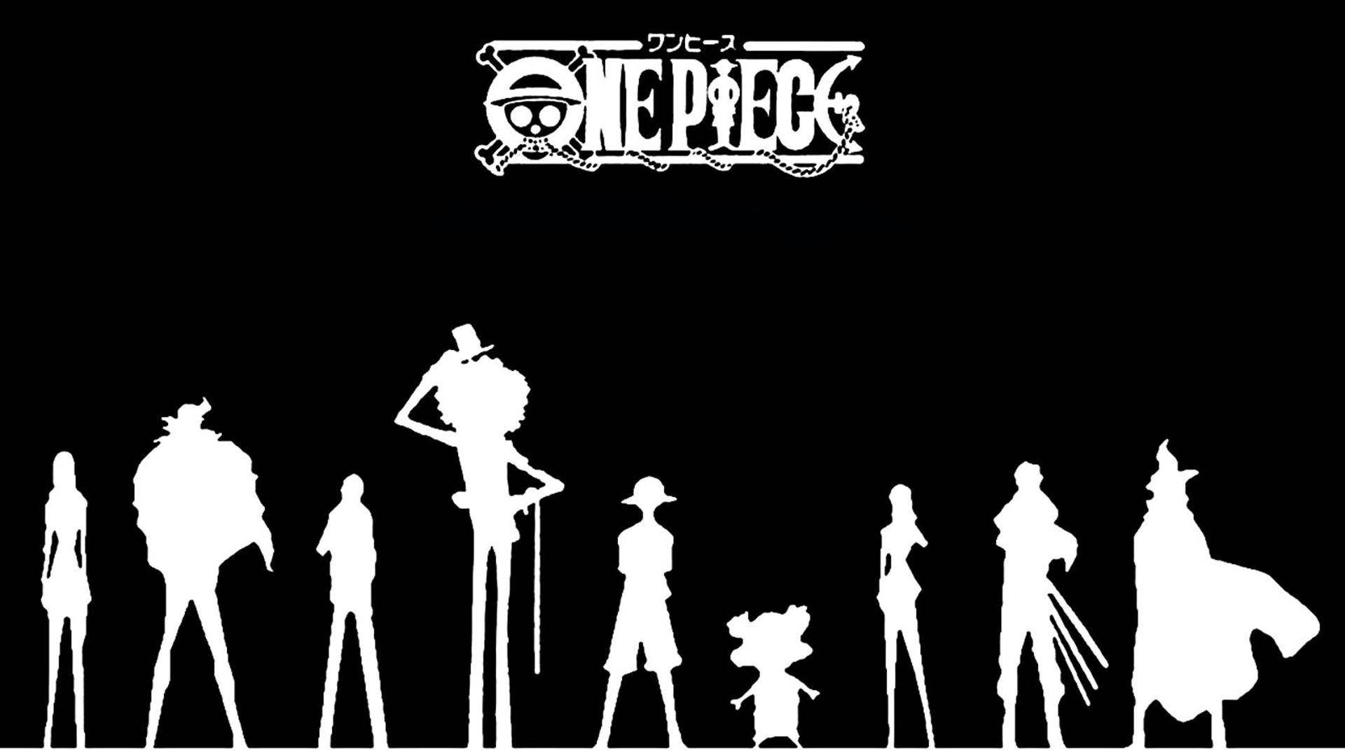 Crew And Luffy Black And White Wallpaper