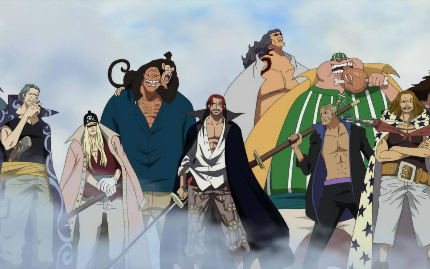Besättningenpå Akagami Shanks I One Piece. Wallpaper