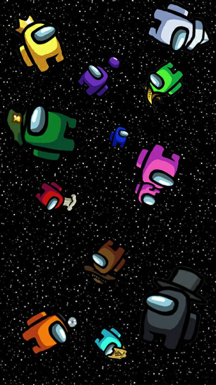 Crewmates With Hats Among Us iPhone Wallpaper