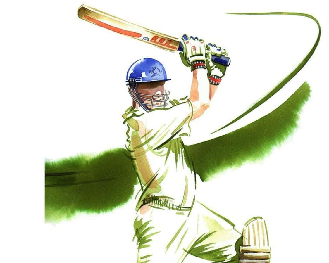 A Cricket Player Is Batting With A Bat