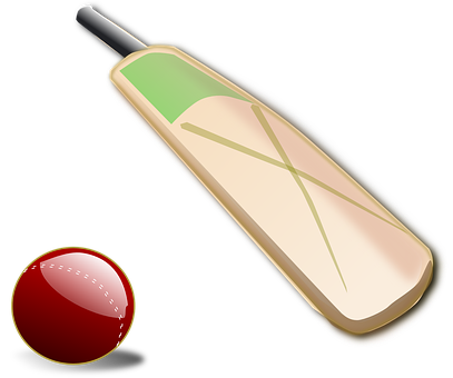 Cricket Batand Ball Illustration PNG