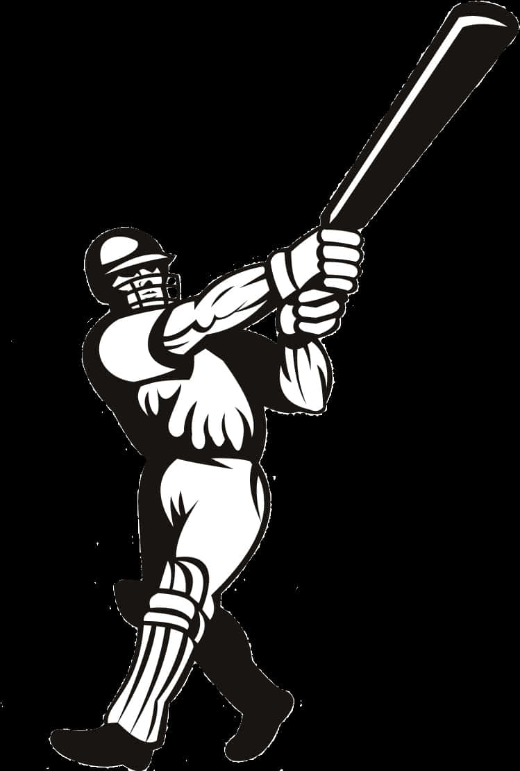 Cricket Batsman Action Silhouette PNG