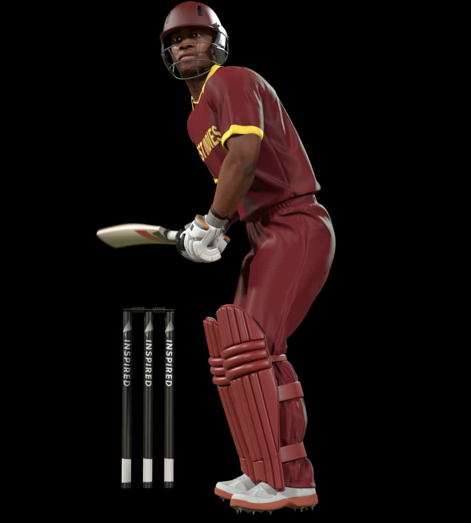 Cricket Batsman Ready For Action PNG