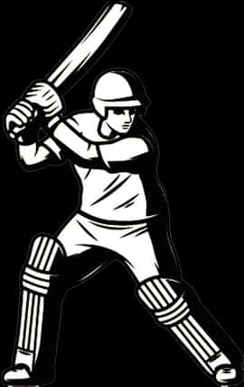 Cricket Batsman Ready Position Vector PNG