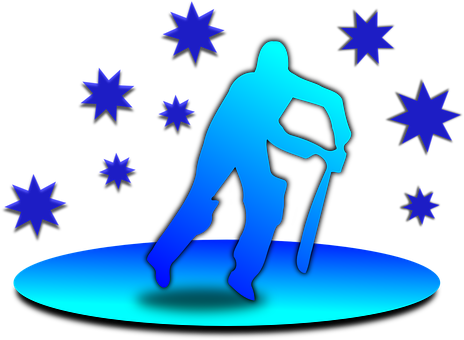 Cricket Batsman Silhouette Stars Background PNG