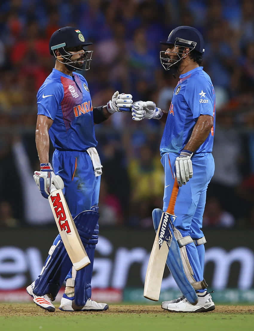 Cricket Partnerschap Moment Virat Kohli En M S Dhoni Achtergrond