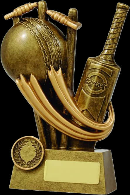Cricket Trophy Award Golden PNG