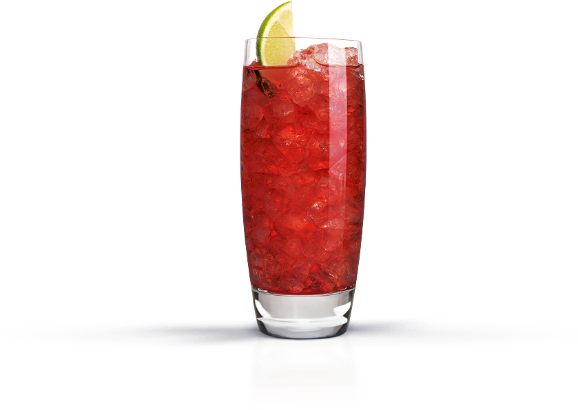Crimson Cocktailwith Lime Garnish PNG