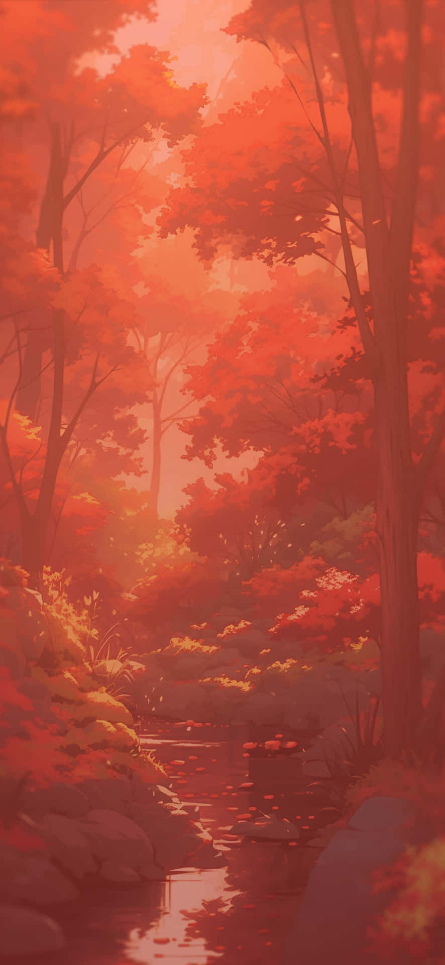 Crimson Forest Glow Wallpaper