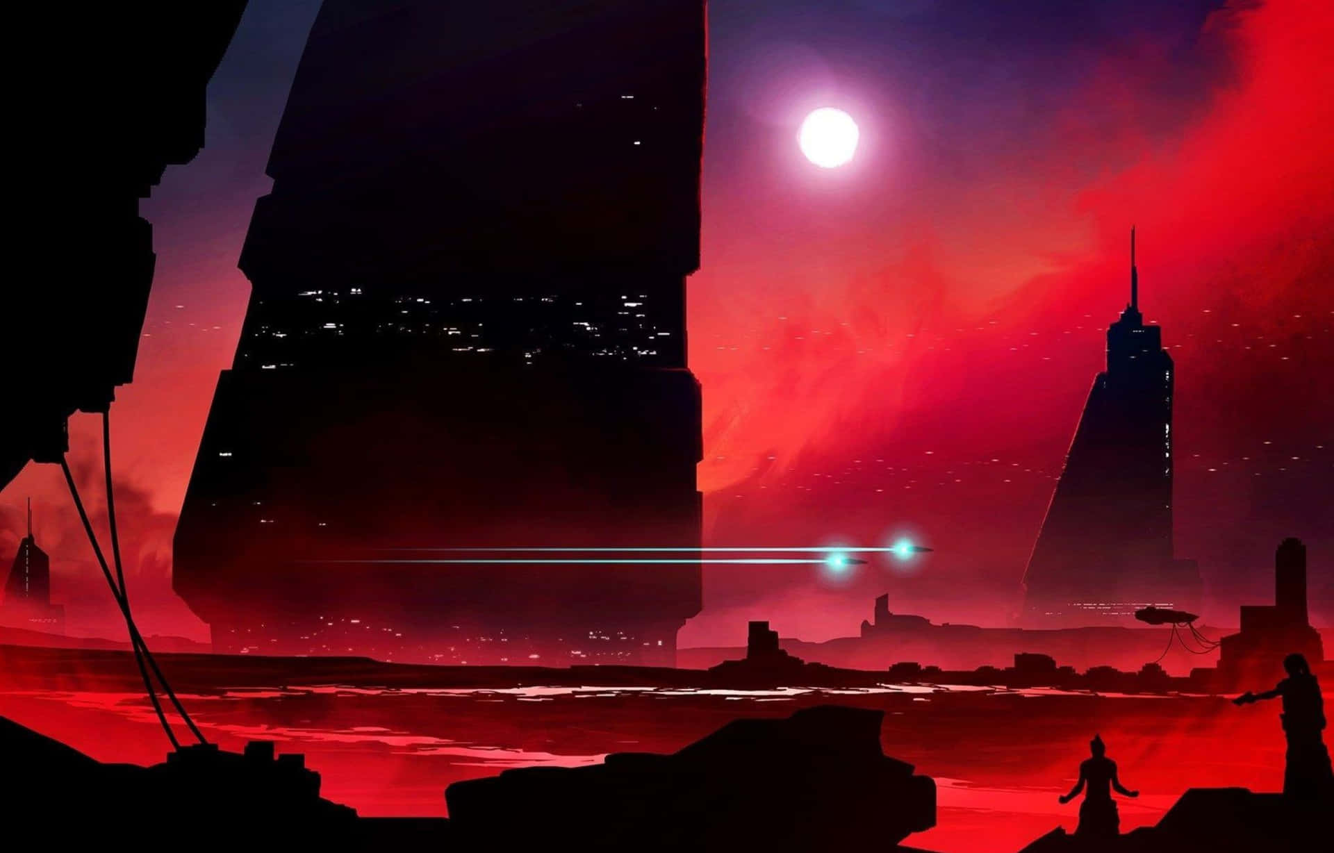 Crimson_ Sci Fi_ Landscape Wallpaper