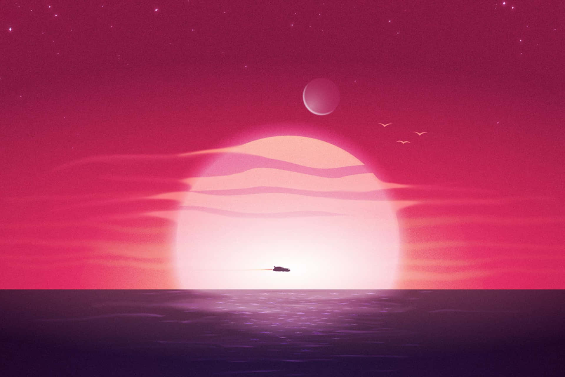 Crimson_ Sunset_ Sci Fi_ Ocean.jpg Wallpaper
