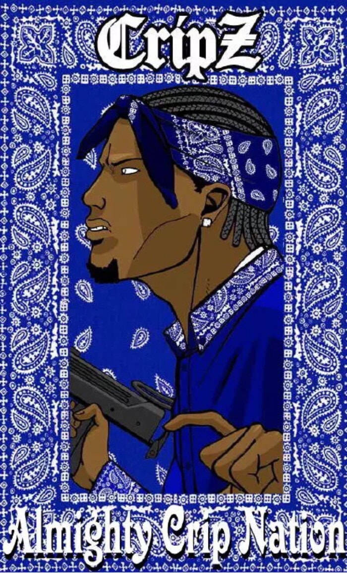 Crip Gang Member Cartoon Art Wallpaper