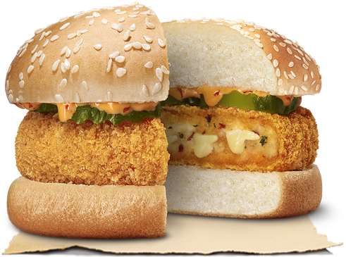 Crispy Chicken Burger Sesame Seed Bun PNG