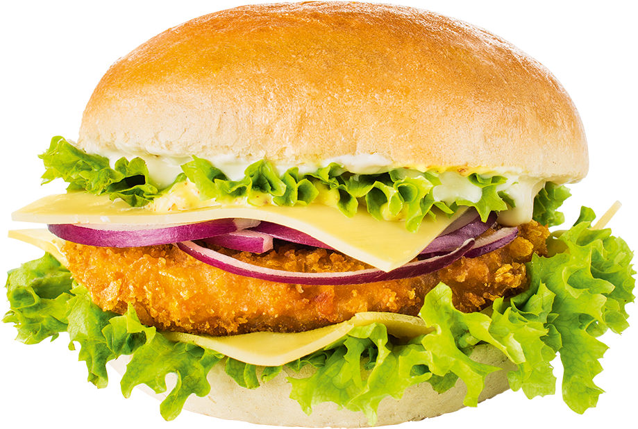 Crispy Chicken Burger Transparent Background.png PNG