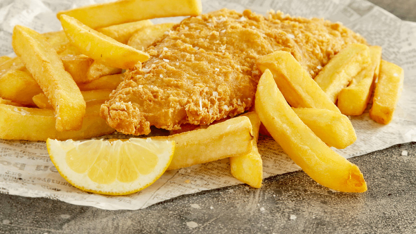 Crispy Fish And Chips With Lemon Slice Picture