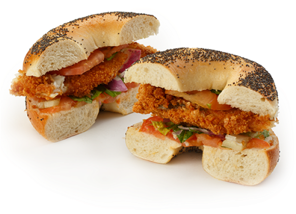 Crispy Fish Bagel Sandwich PNG