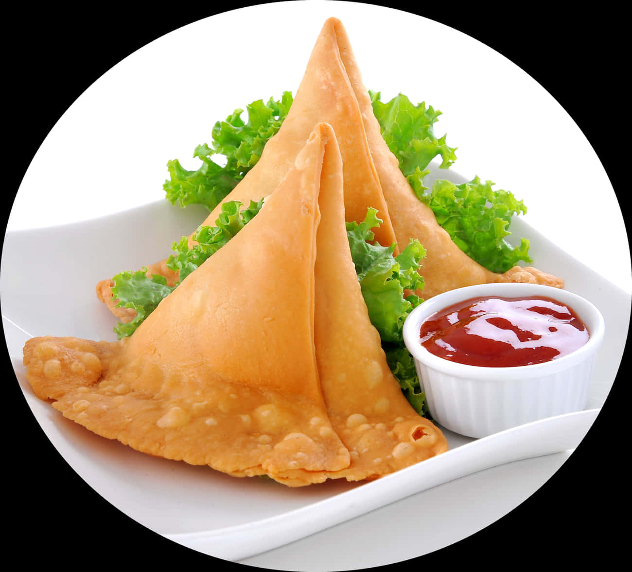 Crispy Samosawith Dipping Sauce PNG