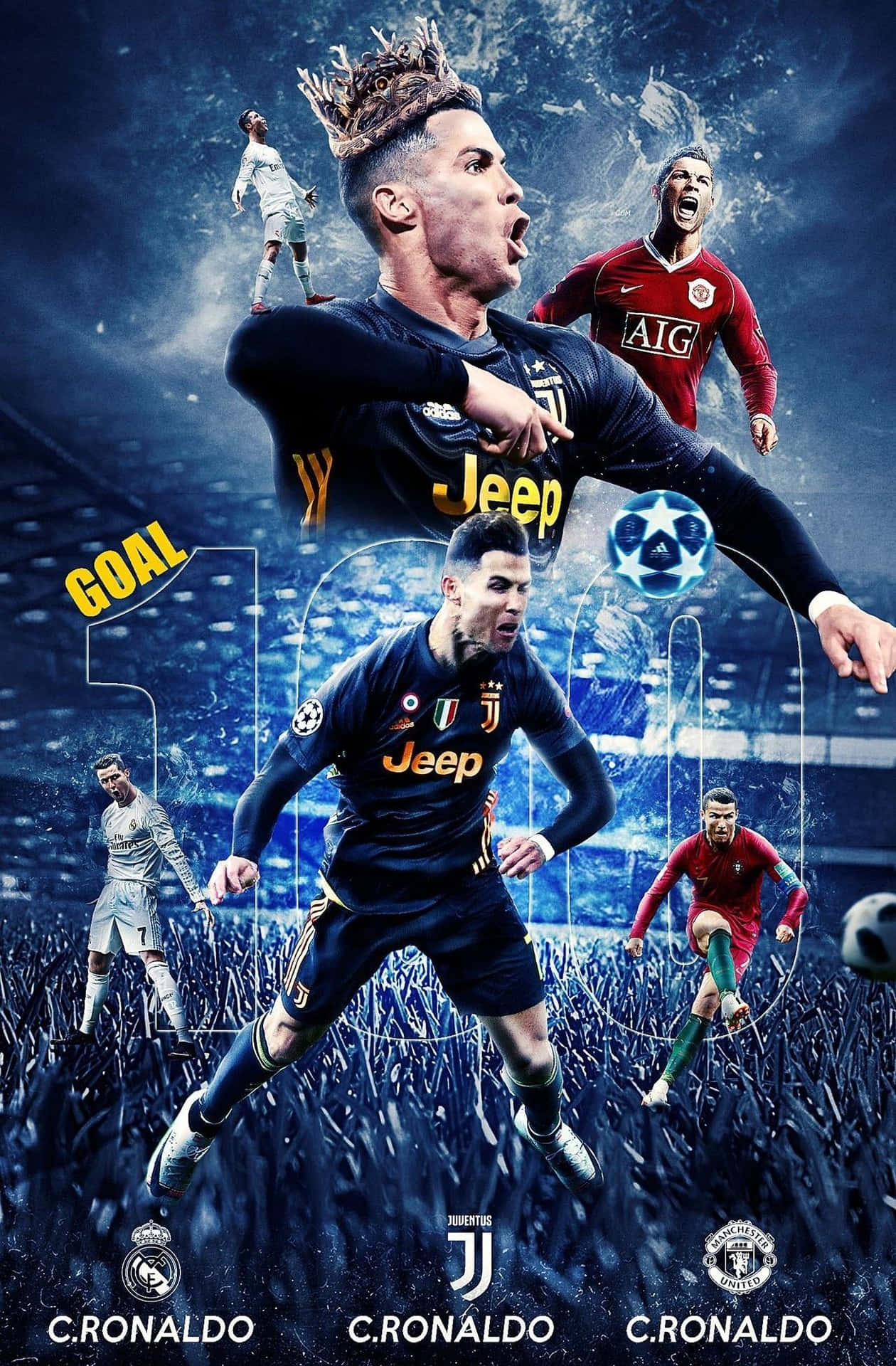 Cristiano Ronaldo Career Highlights Collage Wallpaper