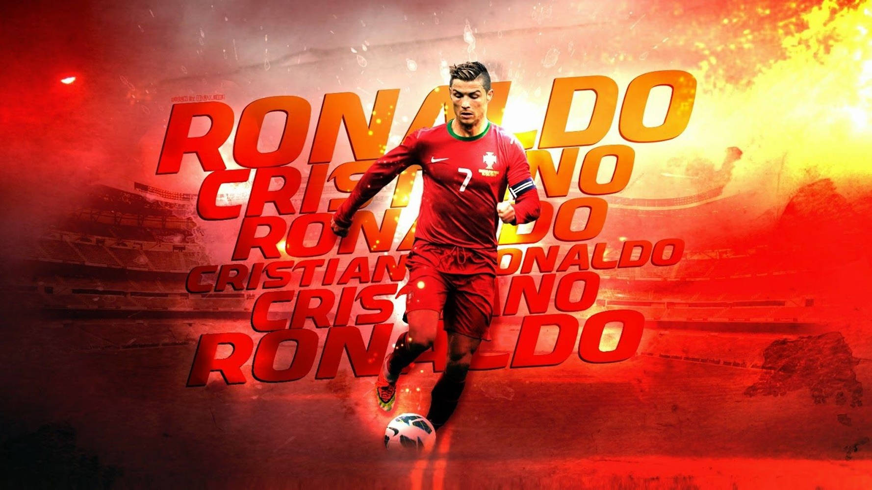 Cristiano Ronaldo Cool Fiery Red Graphic Artwork Wallpaper