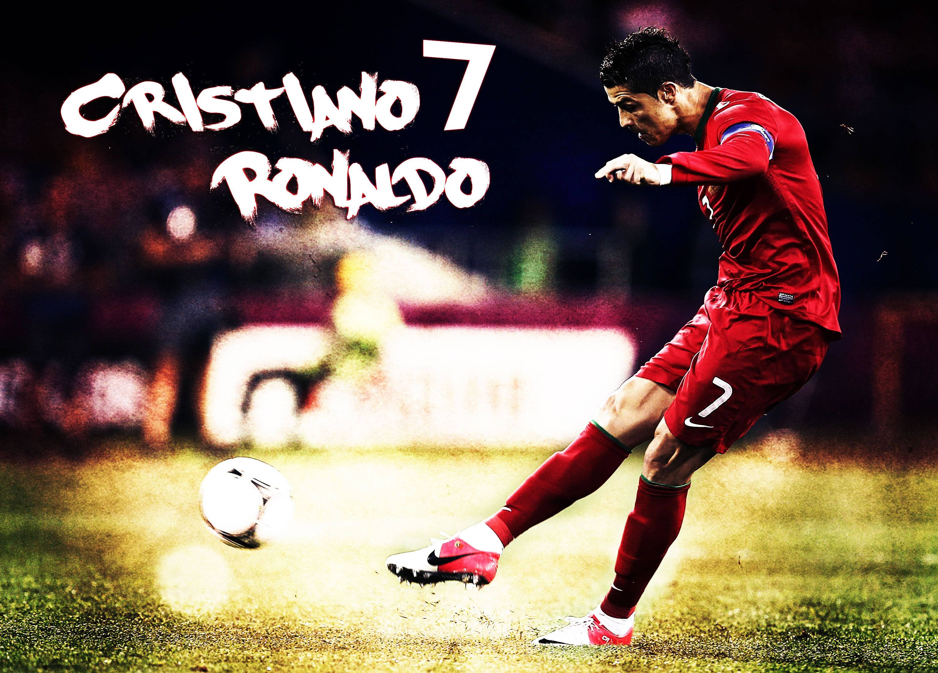 Cristiano Ronaldo Cool Mid Kick Grafisk Kunst Wallpaper