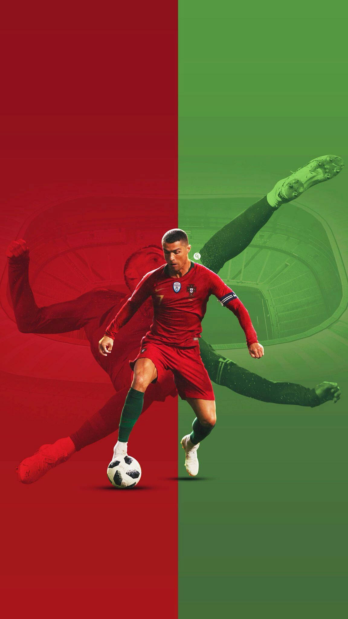 Cristiano Ronaldo Cool Red And Green Theme Wallpaper