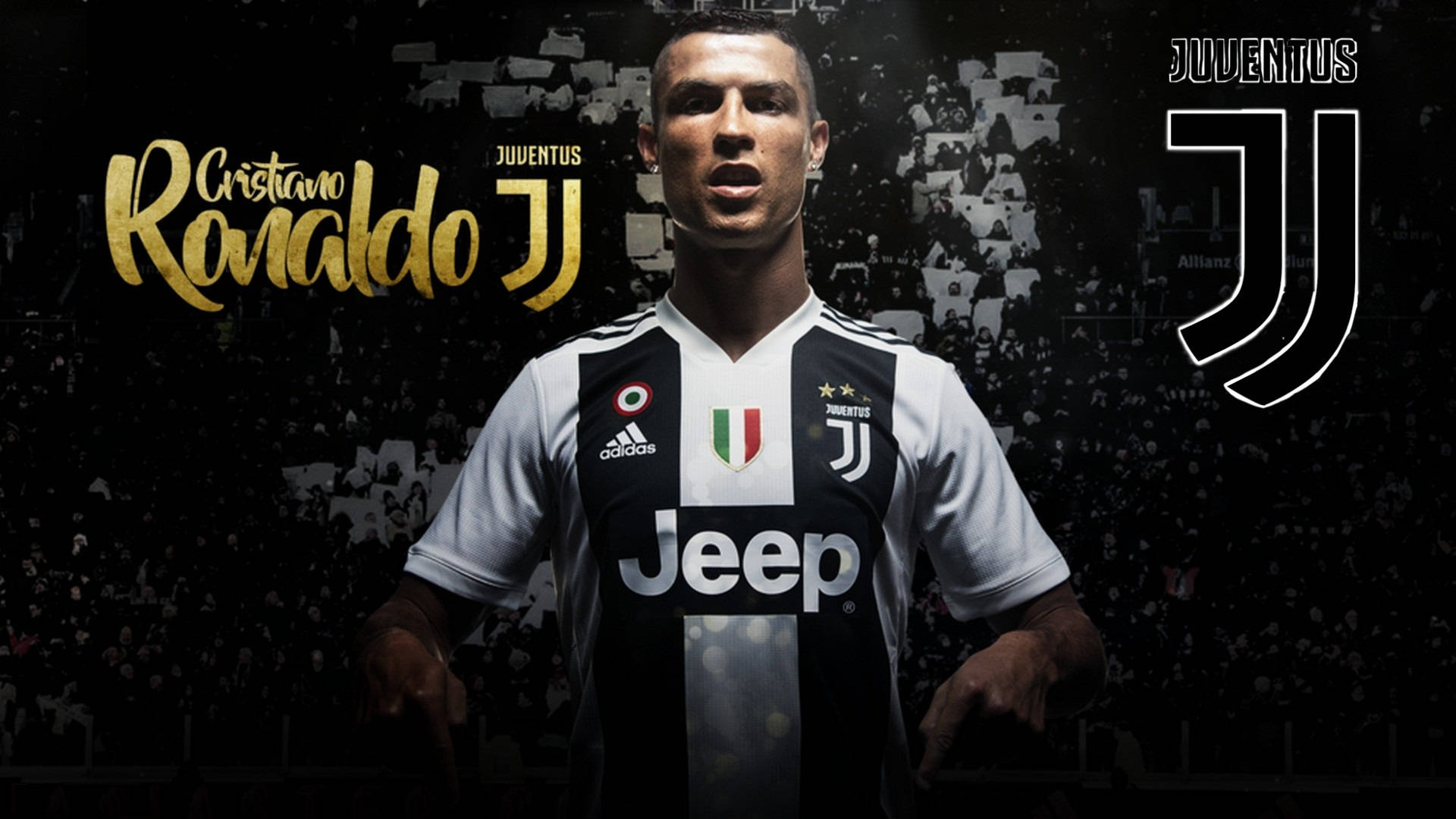 Cristiano Ronaldo in his home jersey as he prepares to take the field as part of the mighty Juventus squad Wallpaper