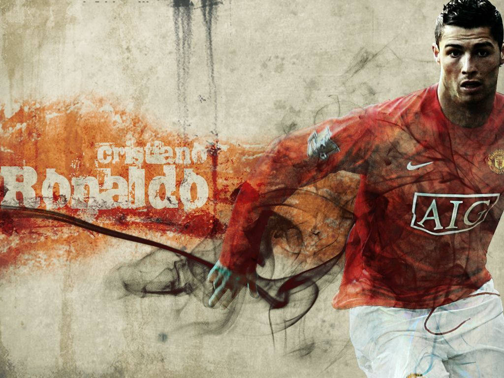 Cristiano Ronaldo Manchester United Grungy Art Wallpaper